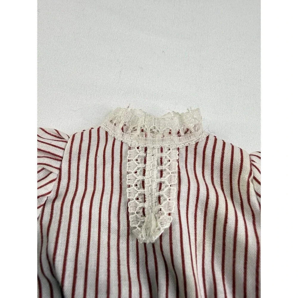 Small Striped Red Cotton Doll Dress 6”